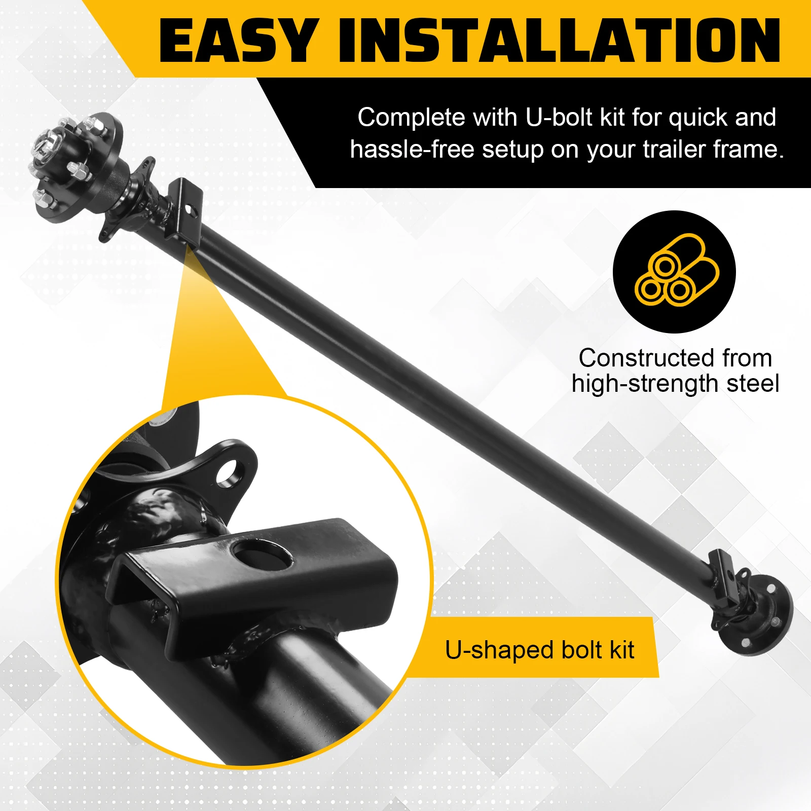 

3500 Lbs Boat Axle 54/62/74/78/82/89 Inch Hubface 5 Lug 5x4.5 Bolt Pattern Compatible with Light Duty Trailers