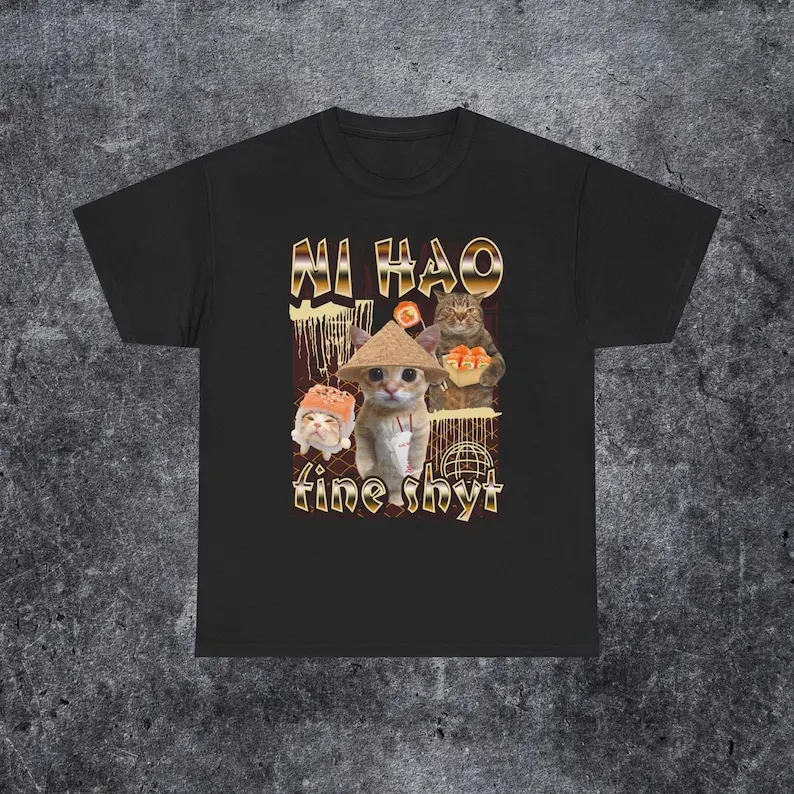 ni hao fine shyt T-shirt, funny brainrot gen z meme Gift , gen z T-Shirt, Funny Gen alpha Gift, Brainrot slang T-shirt