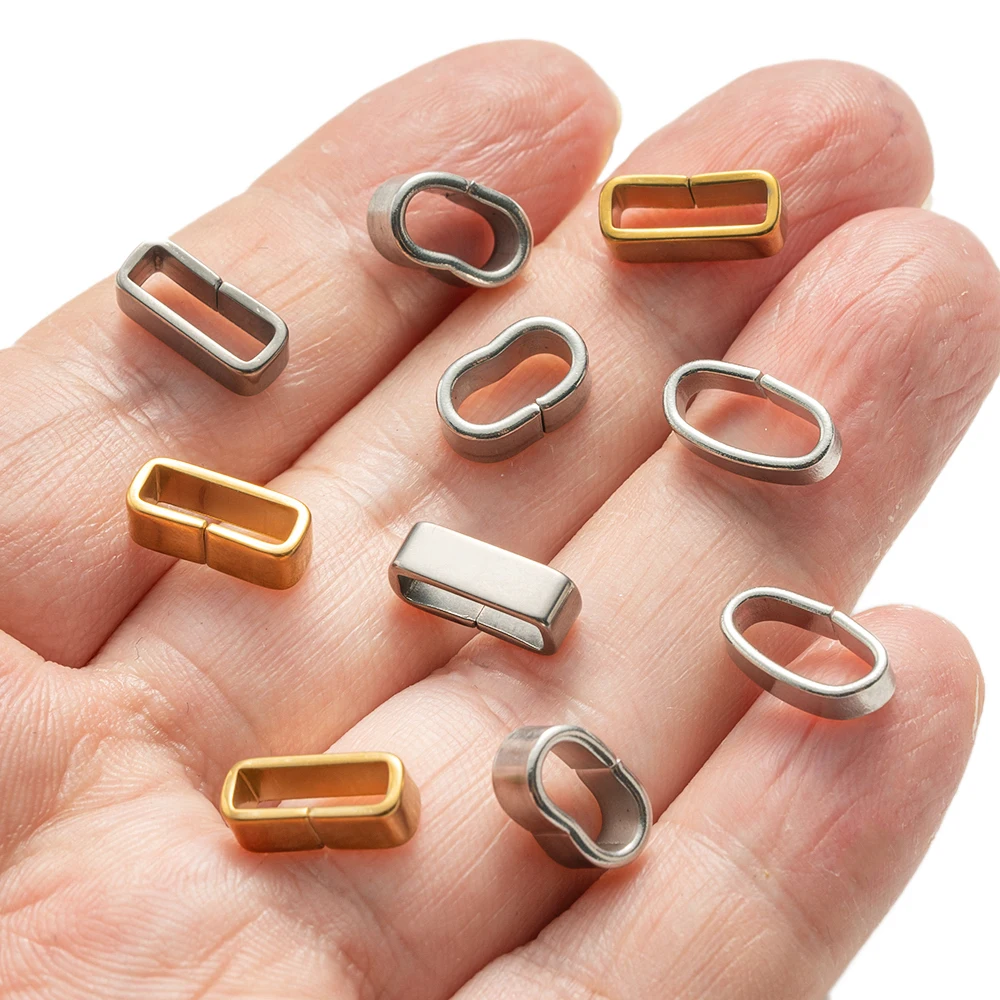 20 Stück Edelstahl Oval Großes Loch Slider Perlen Charms Clip für DIY Leder Seil Armbänder Armbänder Halskette Schmuckherstellung – Detail 2