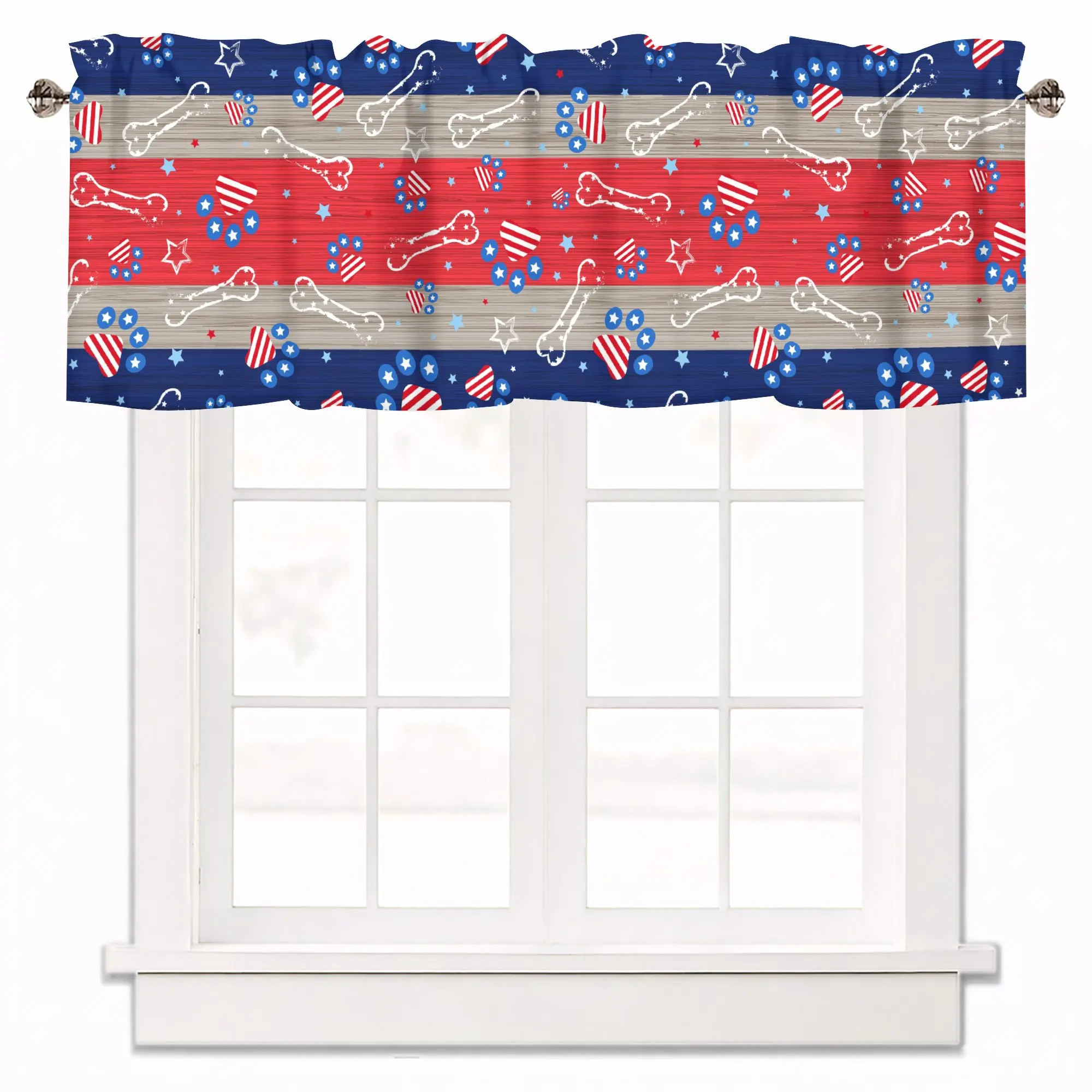 American  July 4th Independence Day Kitchen Valances for Windows, Compact Window Curtain for Small Kitchen Spaces,style 11