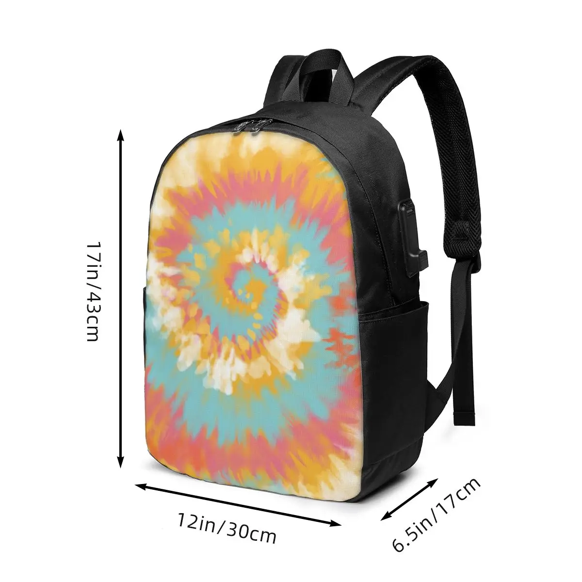 TieDye Print Backpack Travel Notebook Bag Computer College Student School Bag Laptop Shoulder Bags for Men Women