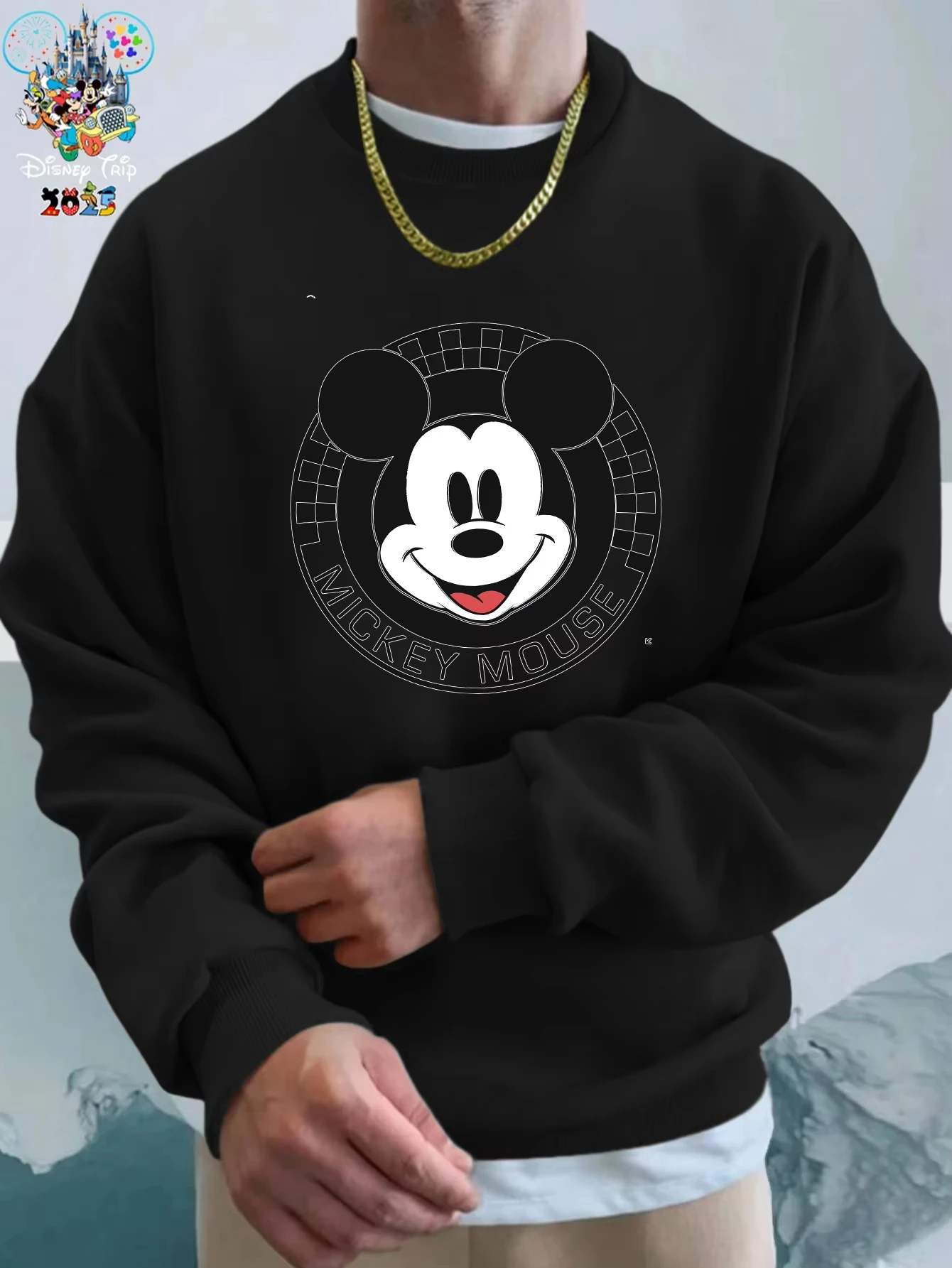 الرجال ديزني ميكي ماوس طاقم الرقبة البلوز البلوز بلايز عادية الخريف الشتاء الصوف المتضخم زوجين واحدة للجنسين #3