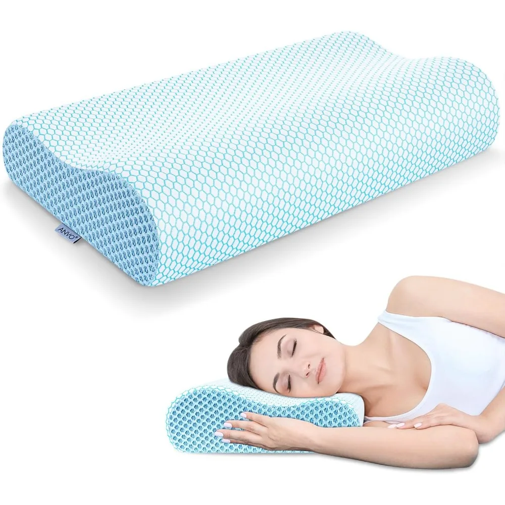 

Memory Foam Pillow, Neck Contour Cervical Orthopedic Pillow for Sleeping Side Back Stomach Sleeper,Ergonomic Bed Pillow for Neck