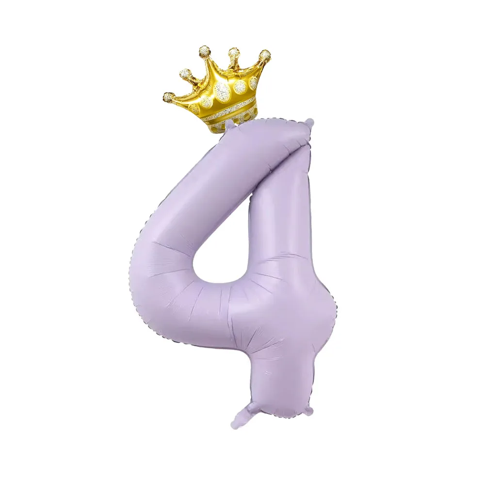 2pcs Gold Crown Foil Balloon 40inch Cream Purple Digit 0-9 Number Balloons 1 2 3 4 5 Years Old Birthday Party Decoration Balloon