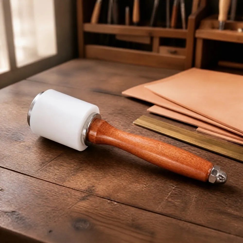 Leather Nylon Head Carving Mallet Wooden Handle Ergonomic Grip Nylon Hammer Heavy Duty Wood Handle Mallet For Leathercraft