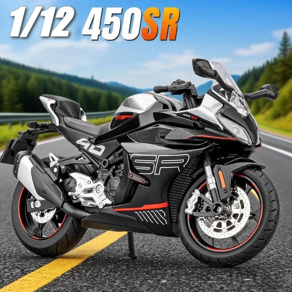 

1:12 Spring Breeze CFMOTO 450SR Мотоцикл Моделирование сплава Литая под давлением модель Звуковая и световая игрушка Подарочная коллекция Орнамент