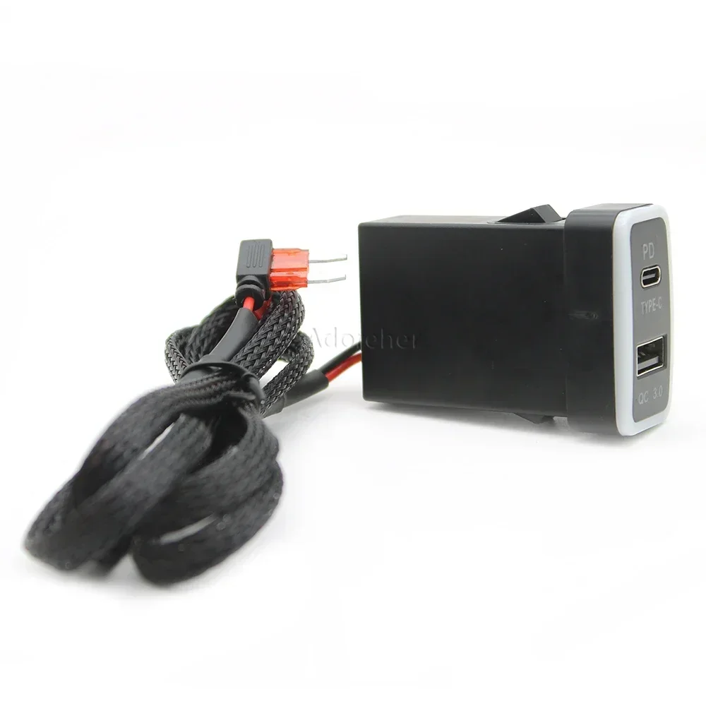 1 PC TYPE C USB PD QC3.0 USB Two Interface Socket Fast Car Charger for Toyota Tacoma Land Cruiser Reiz Hilux Prado 120 FJ CRUISE