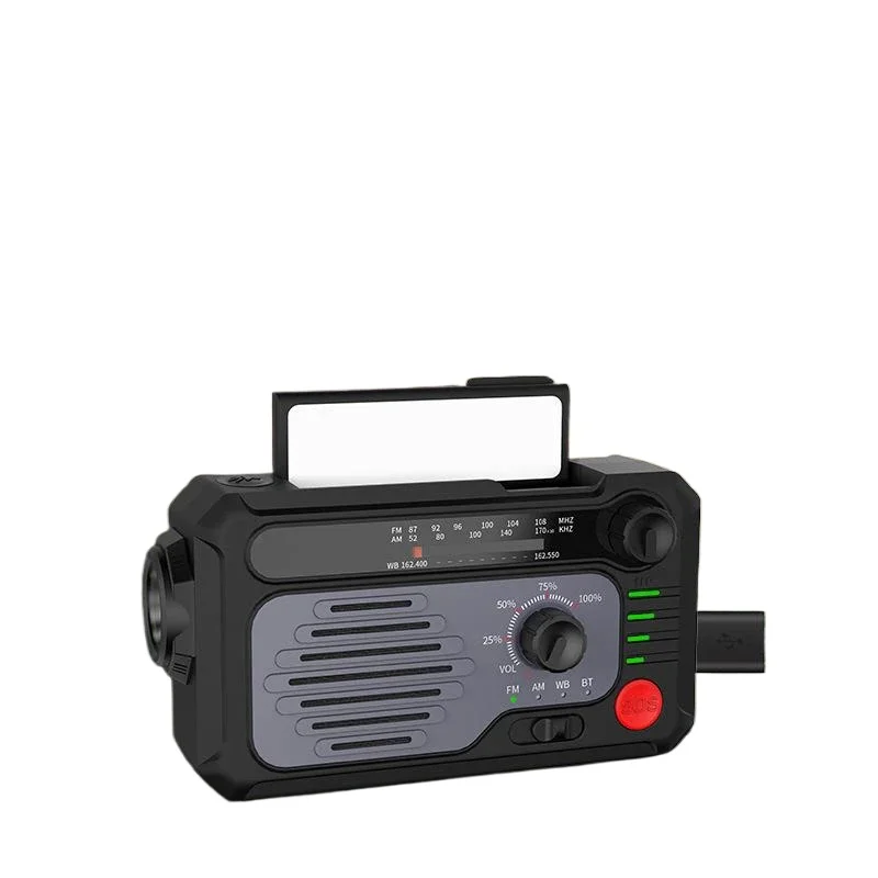 Outdoor Emergency Radio Mobile Power Solar Multifunctional Radio Hand-cranked Electric Flashlight