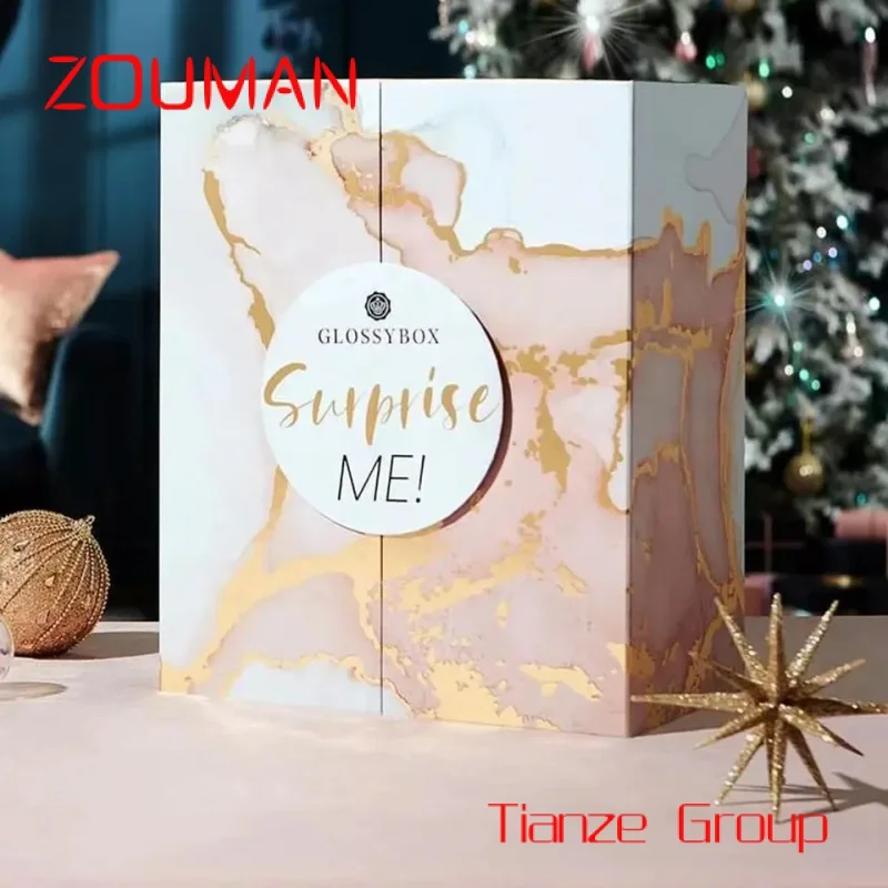 Custom , Luxury Cardboard Sliding Drawer Advent Calendar Box with Drawers Skincare Cosmetics Gift Candle Packaging Box