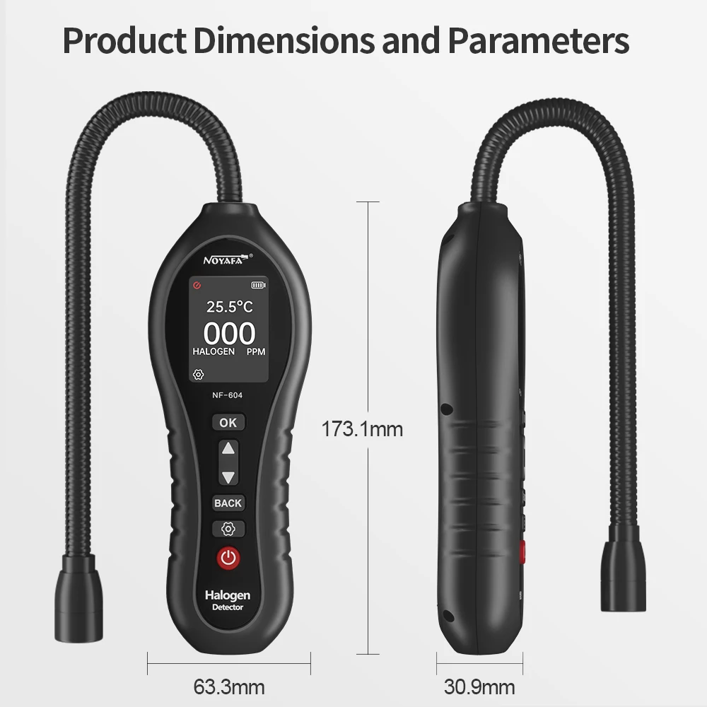 NOYAFA NF-604 Detektor gazu halogenowego Klimatyzacja Detektor wycieku fluoru Samochodowy czynnik chłodniczy Wykrywanie nieszczelności gatunków