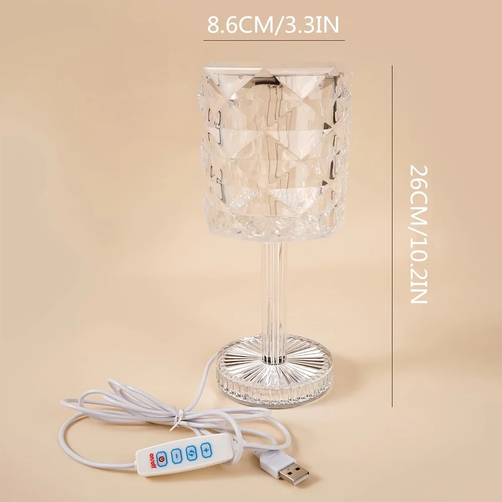 The 1PC Tri-color USB Plug Adjusts The Romantic Diamond Ambience 0f The Bedroom Desktop Decor Crystal Lamp