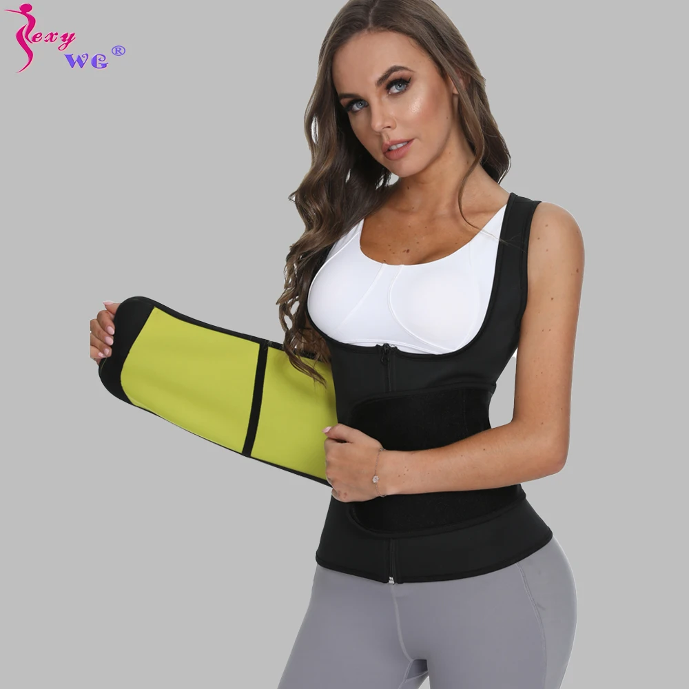 

SEXYWG Women Neoprene Sauna Top Body Shaper Waist Trainer Sweat Top for Weight Loss Fat Burning Slimming Shirt