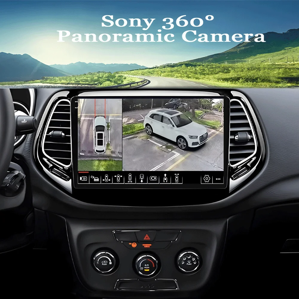 Android 16 Video Player Carplay Auto WIFI+4G For Jeep Compass 2017 2018 2019 Car Radio GPS Stereo Multimedia  2din Head Unit DSP