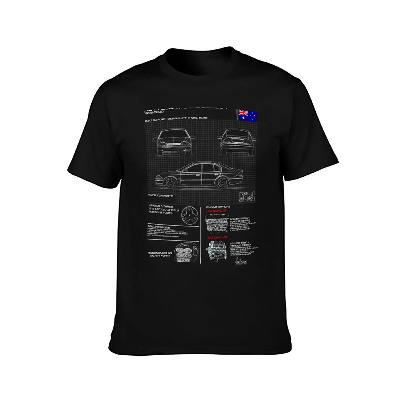 AU Falcon Infographic T-Shirt Graphic Print Short Sleeve T-Shirt