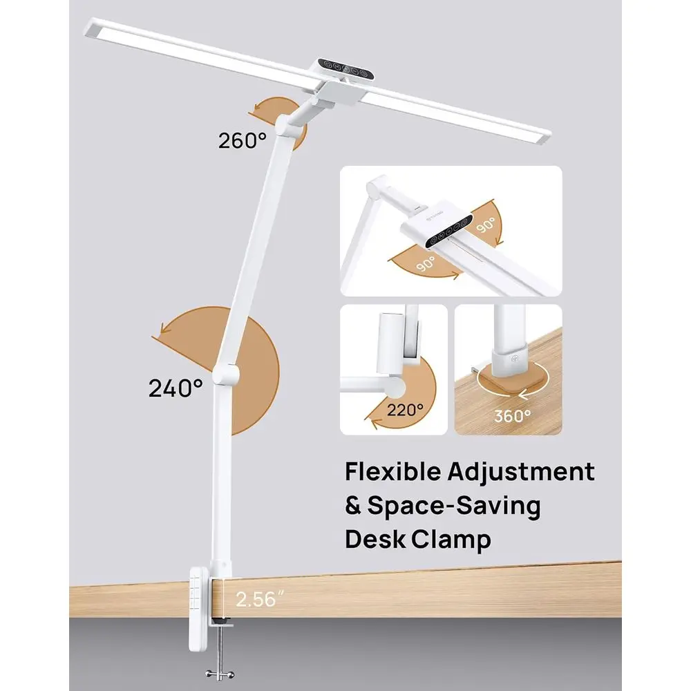 مصباح مكتبي بمشبك قابل للتعديل، طويل 29.55 مع جهاز تحكم عن بعد، سطوع 1500LM، تحكم باللمس للعناية بالعين في المكتب المنزلي، القراءة، و #5
