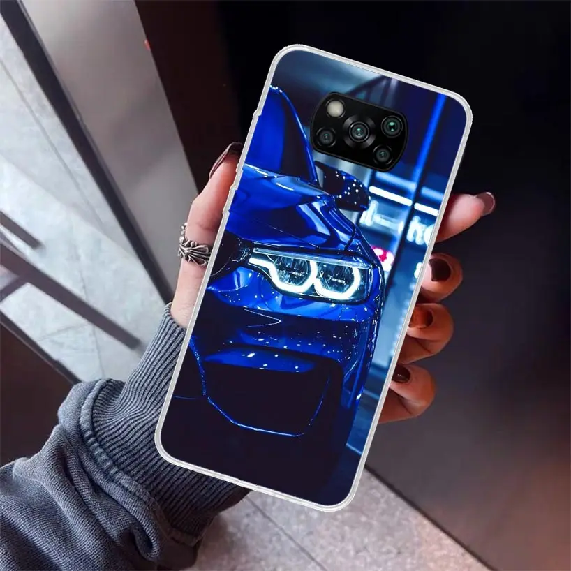 Blue Red Car for B-Bmw Phone Case For Xiaomi Poco X6 X5 X4 X3 Nfc F6 F5 Pro F4 Gt M5S M4 M3 F3 F2 F1 Silicone Shell Print Fundas