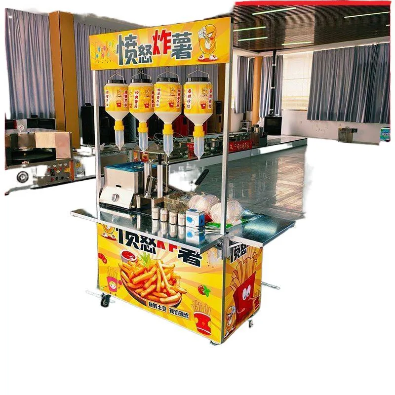 Internet celebrities angry potato  full set of mobile stall fresh French fries machine commercial fryer night market snacks