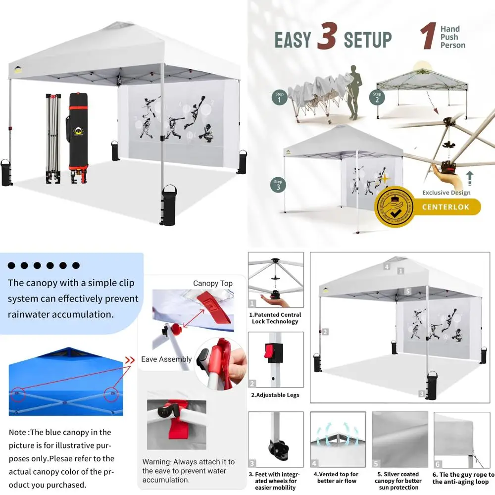 

10x10 Instant Pop-Up Canopy Tent with Game Netting - Easy Setup Outdoor Sun Shelter for Beach, Events, and Parties