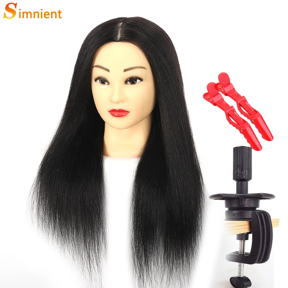Simnient 100% 人毛マネキンヘッドヘアトレーニングスタイリング Solon