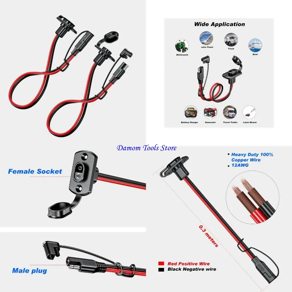57BE Quick Connectors Harness Waterproof SAE Adapters Male to Female Socket Cable Car Battery Cable for Motorcycle Car Tractors