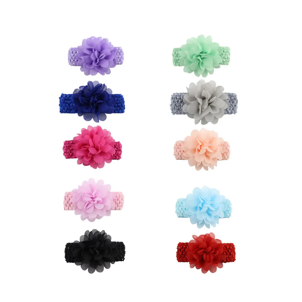 10Pcs Premium Chiffon Hairbands for Elastic Flower Headband One Size Fits Most Comfortable Stretchy Adjustable Headwraps