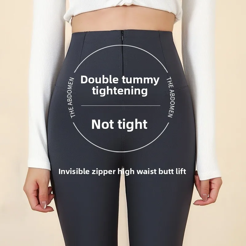 

Women's Thiened Fce Lined Yoga Pants High Waist Long Trousers ark Skin Design Slimming Autumn Winter Warm Trousers