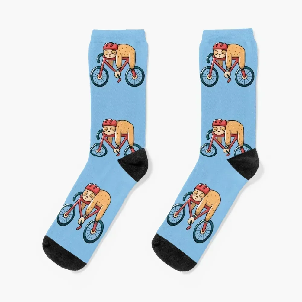 sleeping sloth with bicycle Socks anti slip football snow tennis bright garter Mens Socks Women's