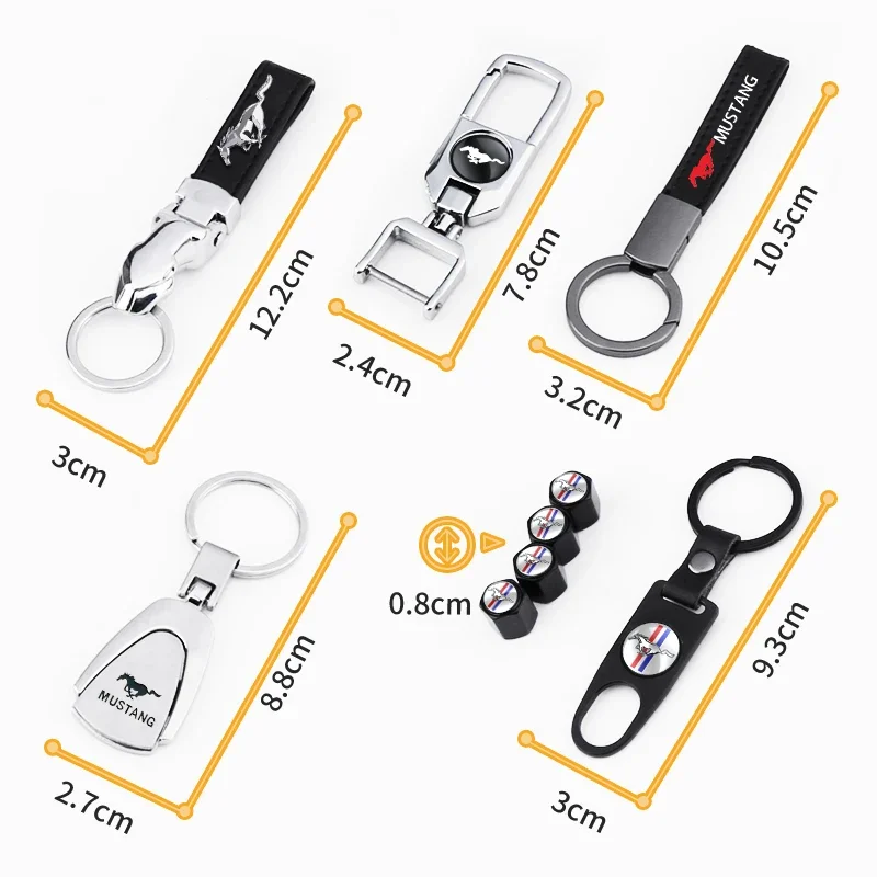 Auto Styling Metal Car Keychain Key Chain Keyrings Accessories For Ford Mustang GT500 GT350 Cobra Shelby Focus Mk2 Mk3 Fiesta