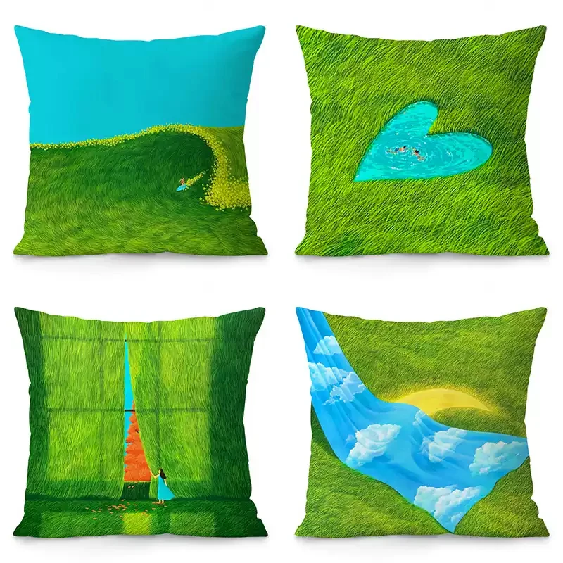 VIKAMA Spring Day Mountain Green Blanket Sofa Living Room Decor Cushion Cover Home Waist Pillow Bed Head Pillow - Throw Blanket