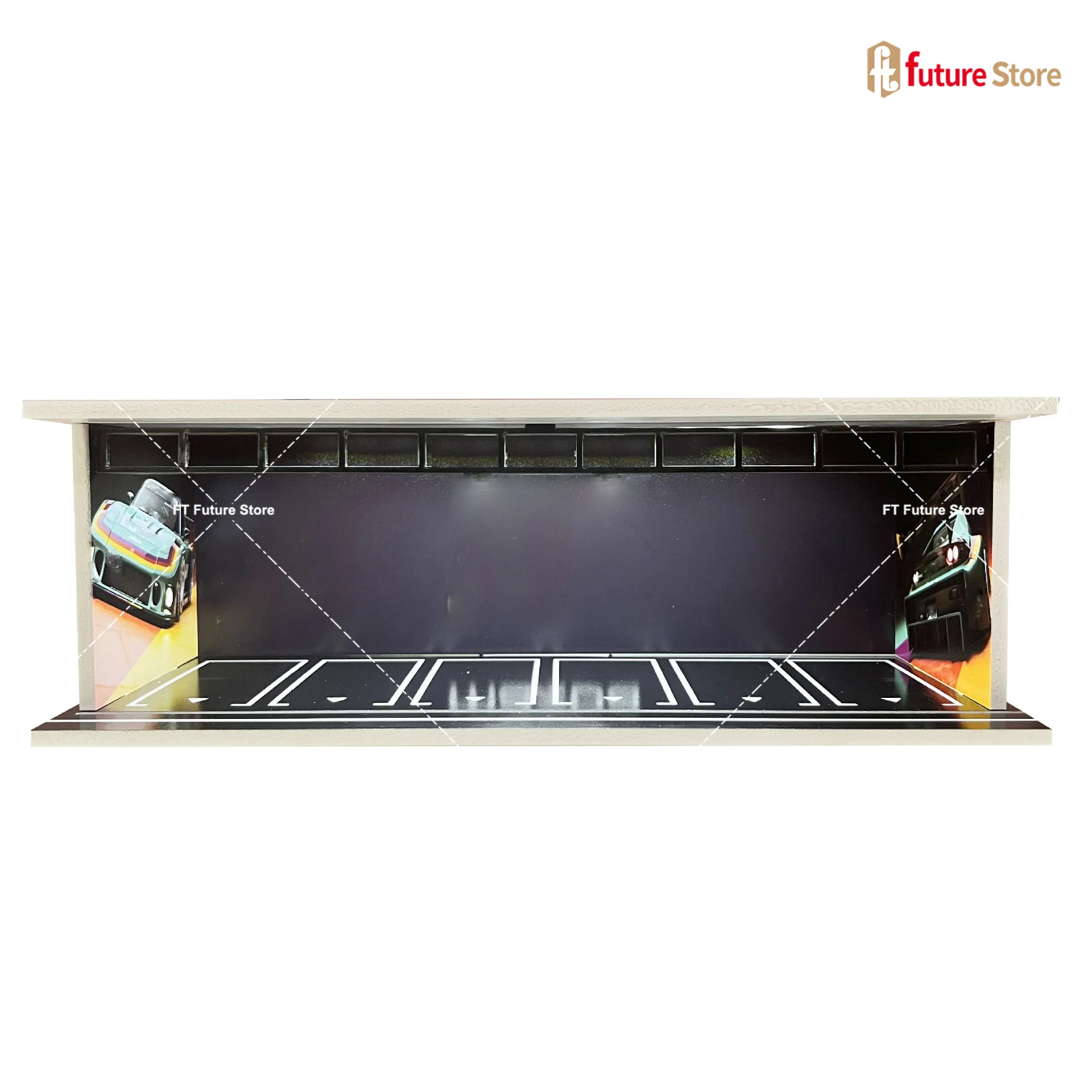1/64 Schaal Garage Scène Model Verlichting Gemonteerd Parkeerplaats Diorama Parkeerplaats voor Miniaturen Figuur Auto's Display