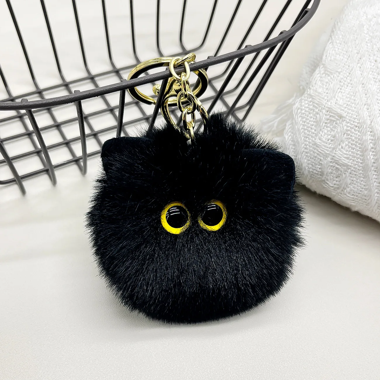 10pcs/setCute Plush Keychain Cartoon Cat Toy Pendant Keyring For Women Bag Ornament Car Key Chain lovely Girls Gifts Accessories