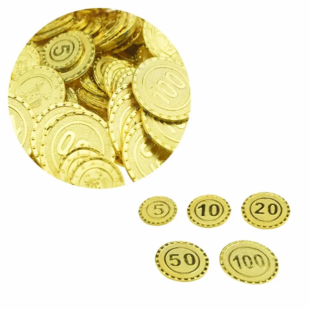 

100 шт. Игровые монеты-имитации золотых монет, декоративные фишки для вечеринок и детских мероприятий