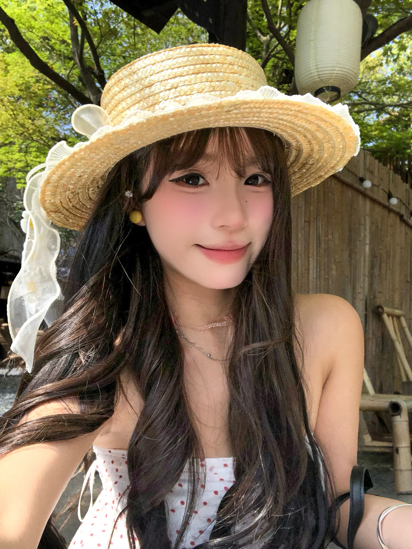 Ruffle Lace Flower Flat Top Straw Hat Women's Large Brim Sun Protection Hat Summer Beach Photography Shade Sweet Gift Hat