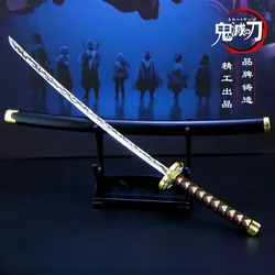 Demon Slayer Weapon Kaigaku Nichirin Blade 26cm Anime Peripheral Metal Katana Samurai Sword Uncut Model Gifts Toys for Children