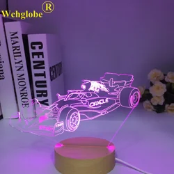 3d Illusion Lamp F1 Wooden Sports Car Nightlight for Child Bedroom Decor Color Changing Atmosphere Event Prize Led Night Light