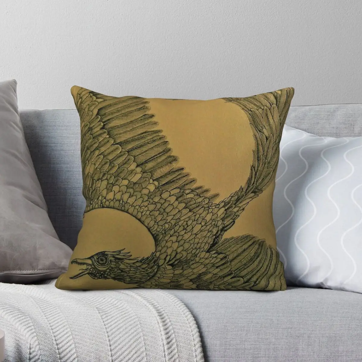 

Dinosaur Archaeopteryx Pillowcase Polyester Linen Velvet Creative Zip Decorative Car Cushion Cover