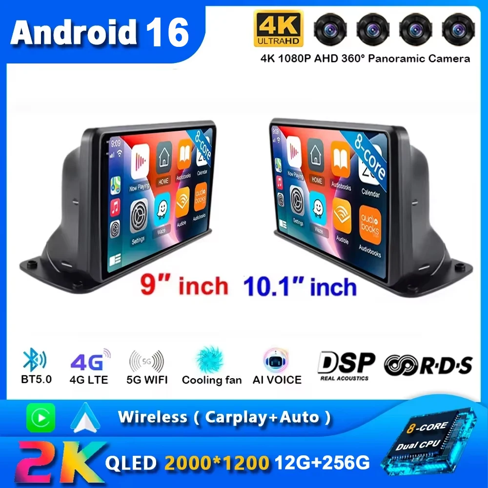 9/10 Inch Carplay Android 16 Car Radio Multimedia Navigation GPS For Instrument Panel Universal Truck 2 DIN Autoradio Stereo DVD