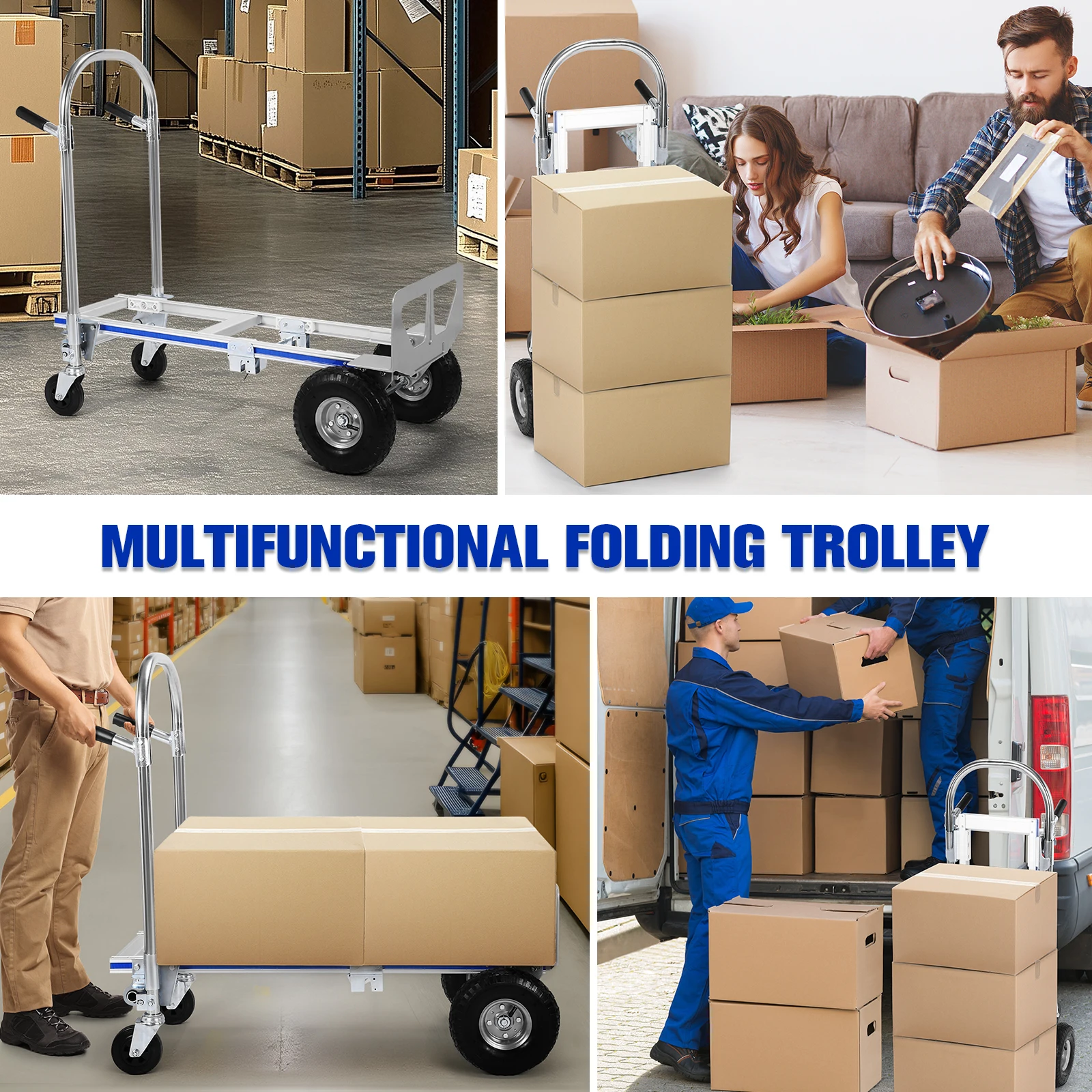 

2 in 1 Portable Dolly Cart with Wheels Folding Hand Truck Dolly Cart 800LBS Capacity for Logistics Shopping Home Office Moving
