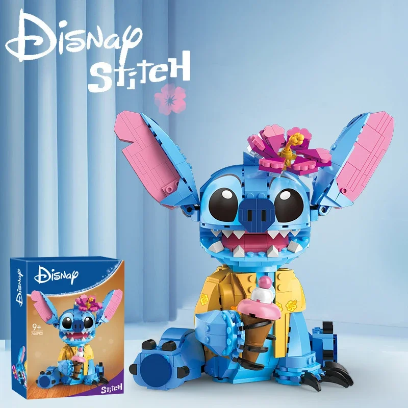 Disney Stitch Building Blocks Cartoon Cute Kids Puzzle Assemblaggio Giocattoli Mobilità dell'orecchio Ragazza Ragazzo Compleanno Regalo di Natale Giocattoli