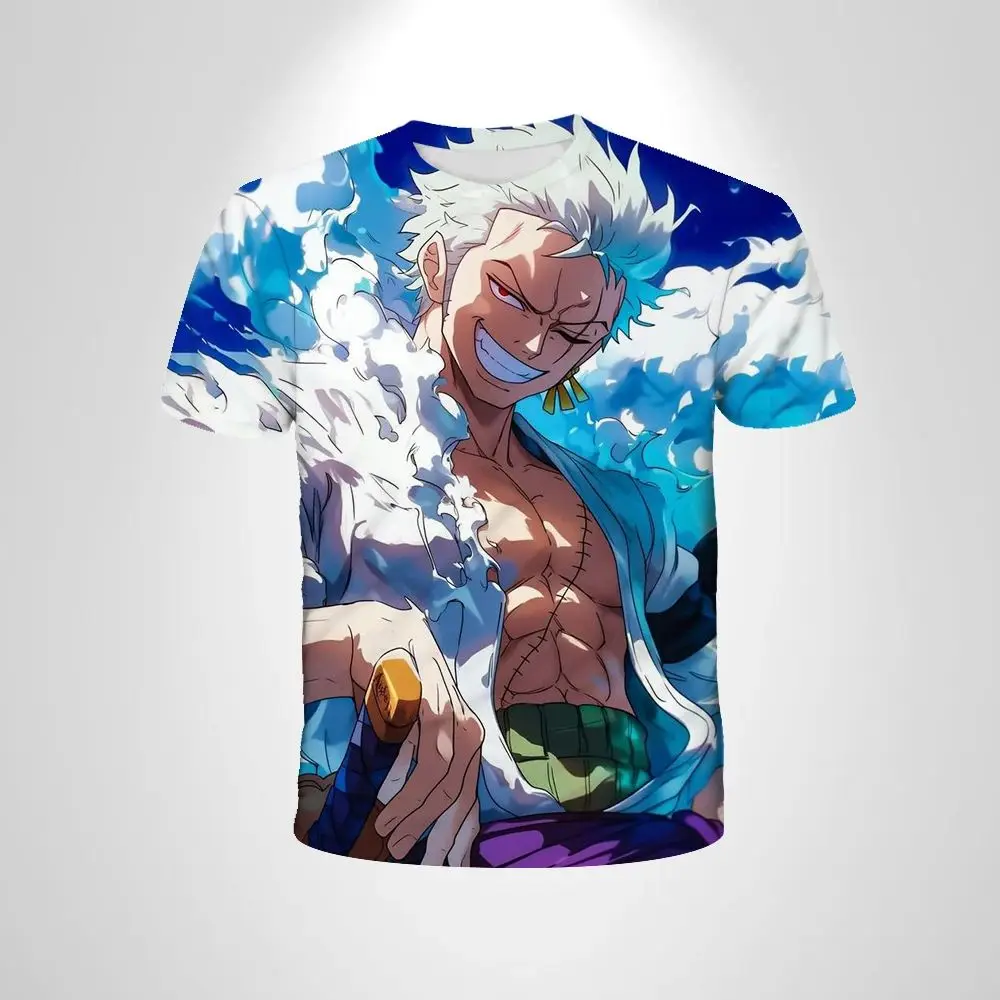 2025 Mannen Beloning Voyager King Zoro 3D Gedrukt Korte Mouw Ronde Hals T-shirt Losse Sneldrogende Casual Familie- en Kinderkleding