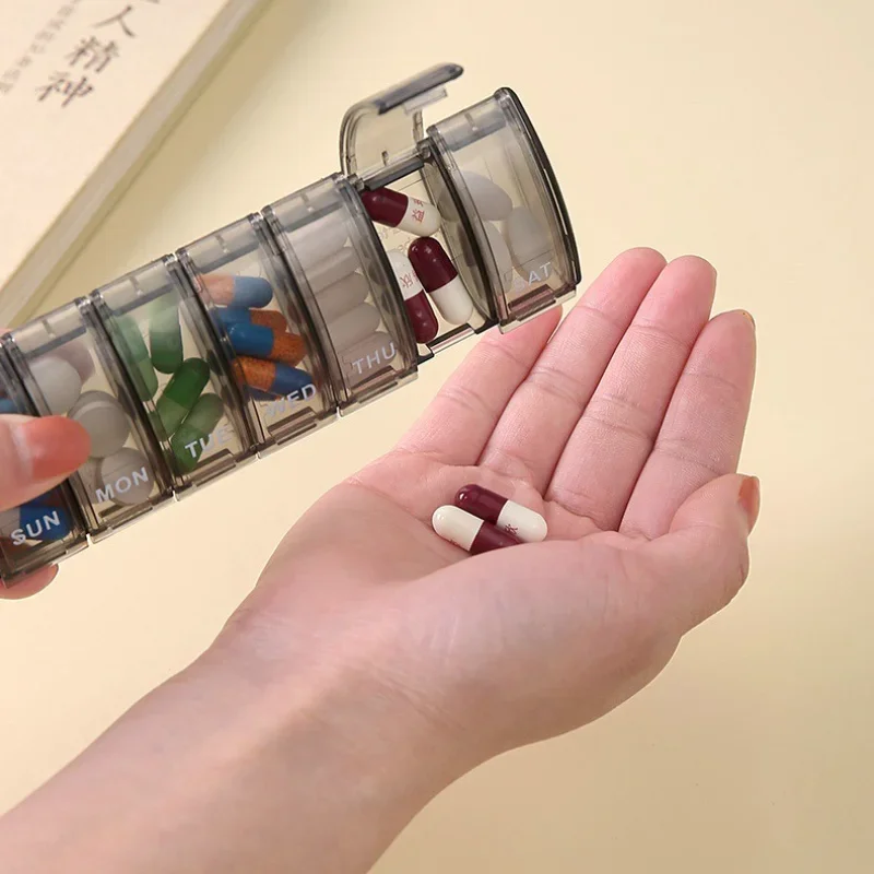 

Portable High Capacity Medicine Box 7 Days A Week Medicine Dispenser Box Storage Box Home Pill Storage Organizer