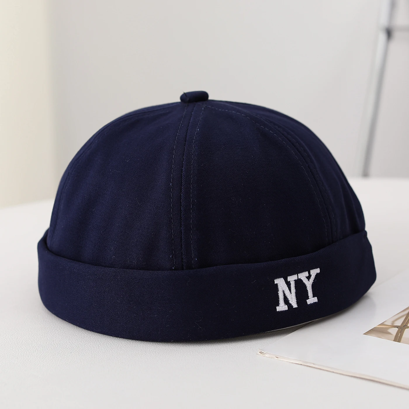 Street fashion - Japanese-style simple embroidered letter NY brimless hat - casual and versatile master hat