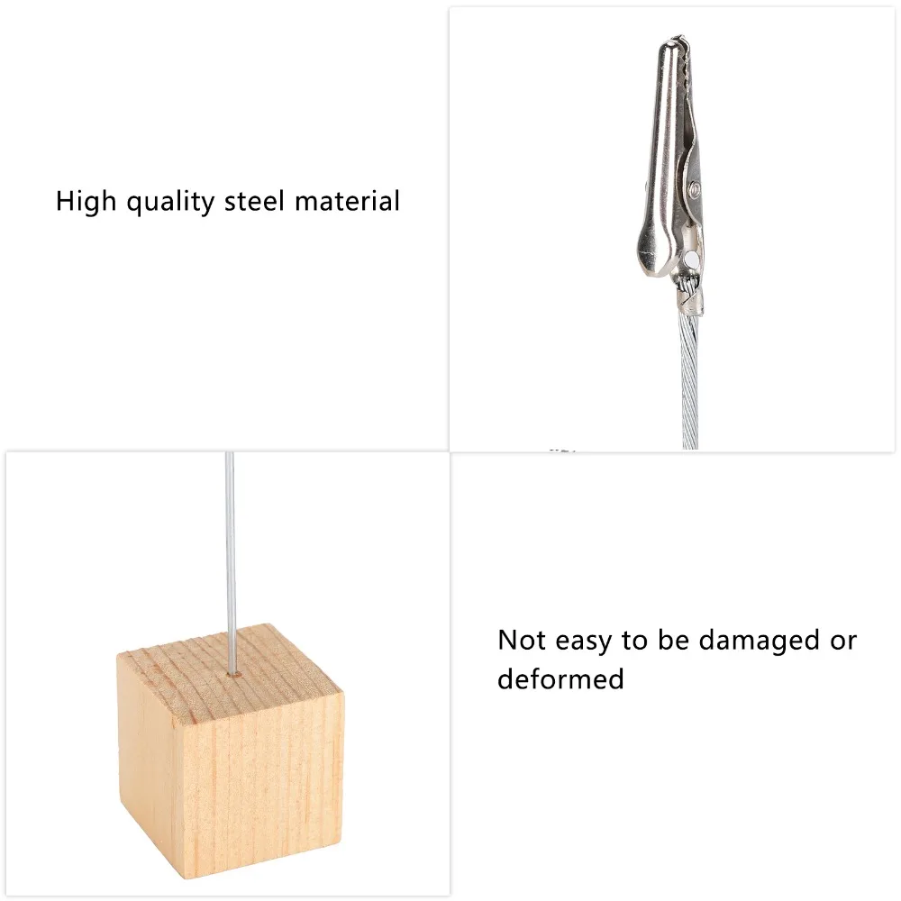 10 PCS Pine Wood Base Note Clamp Alligator Clip Durable Alligator Clip Holder Wood Color Multi-purpose Table Cards Holder
