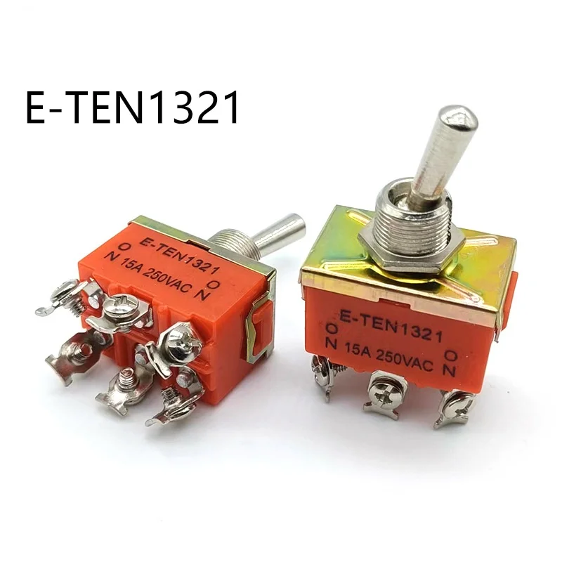 15A 250VAC 2 Way Toggle Switch 6 pins On-On SPST 2 Position On-On E-Ten 1321 Toggle Switch