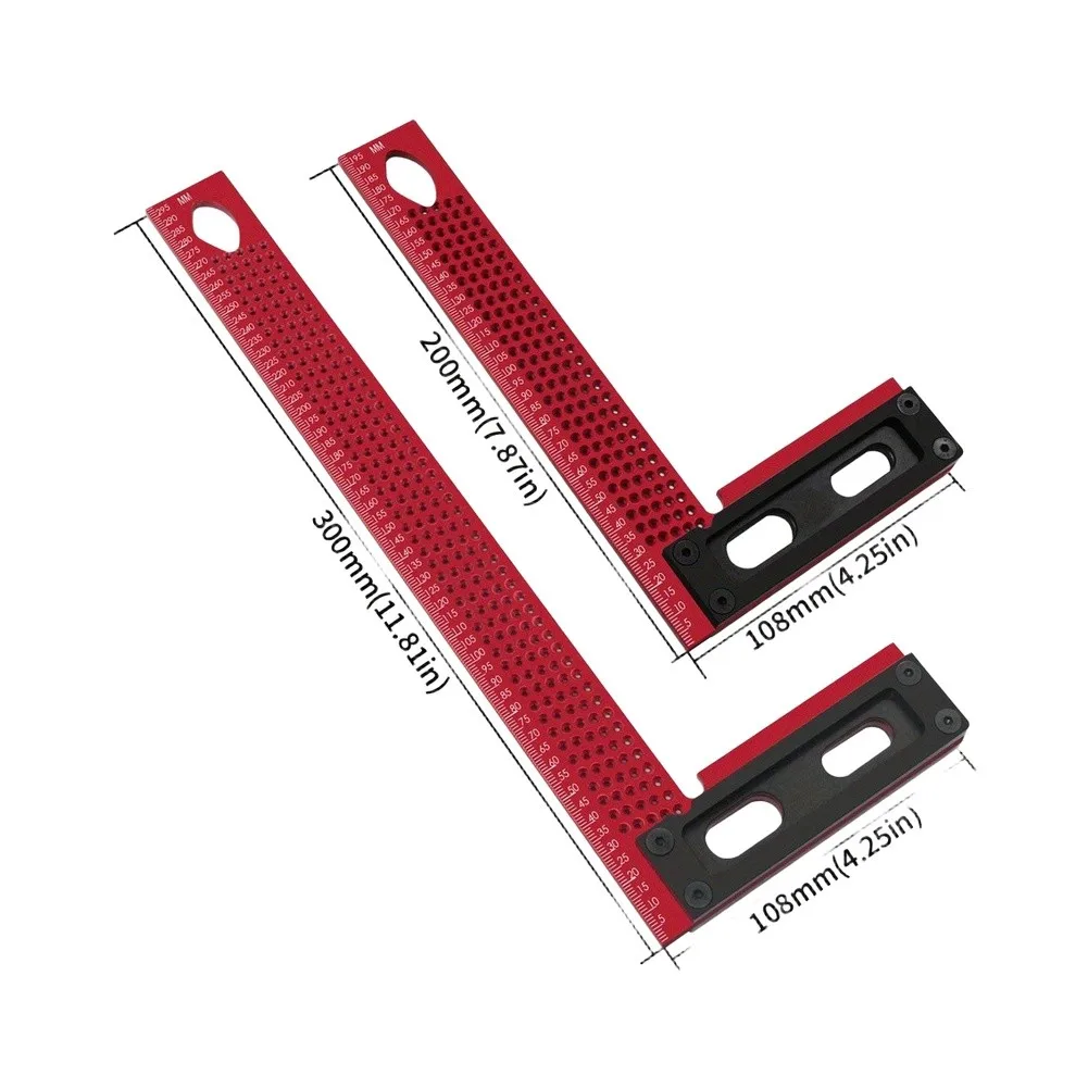 Precision Woodworking Ruler With L-Shaped Marking Holes For Accurate Line For Accurate Line Layout And Parallel Scribing Tool