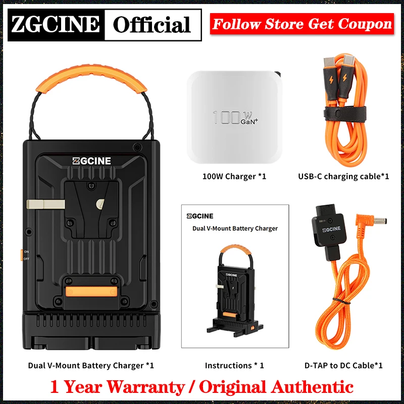 ZGCINE VM-C2 Kit 100W Fast charging Dual V Mount Battery charging board