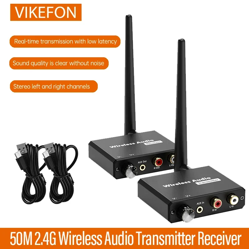 Digital Wireless Audio Transmitter And Receiver 50M 2.4G Wireless Audio Adapter With 3.5mm R/L RCA Converter For TV Box DVD PC