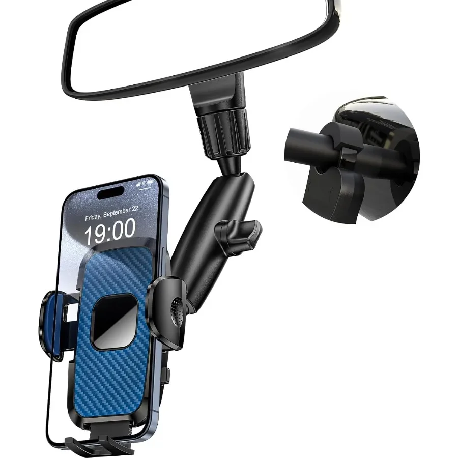 

Автомобильный держатель для телефона с вращающимся на 360° зеркалом заднего вида и универсальной совместимостью для всех 47-дюймовых смартфонов iPhone и Android.