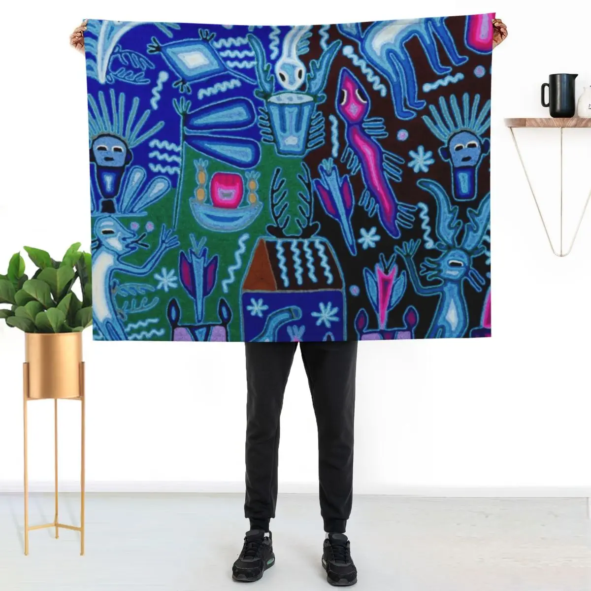 Traditional textiles of the Huichol people Throw Blanket Cute Plaid Sofa Quilt funny gift for winter Thins Plaid Blankets