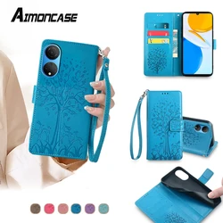 Tree and deer motifs Leather Flip Cover for Honor 100 90 GT Magic 6 5 Pro Lite X7 X6A X7B X9B X8B Money Clip Case Card Slots